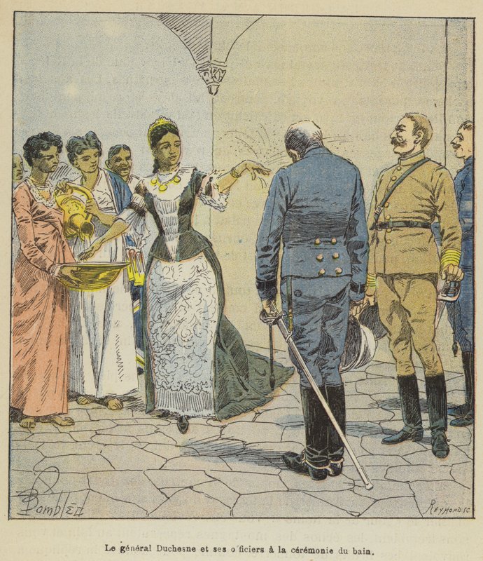 Duchesne tábornok és tisztjei a fürdőszertartáson alkotó: after Louis Charles Bombled