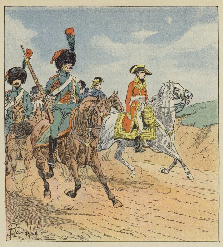 Az első konzul és a konzuli őrség vadászok, őrök alkotó: after Louis Charles Bombled