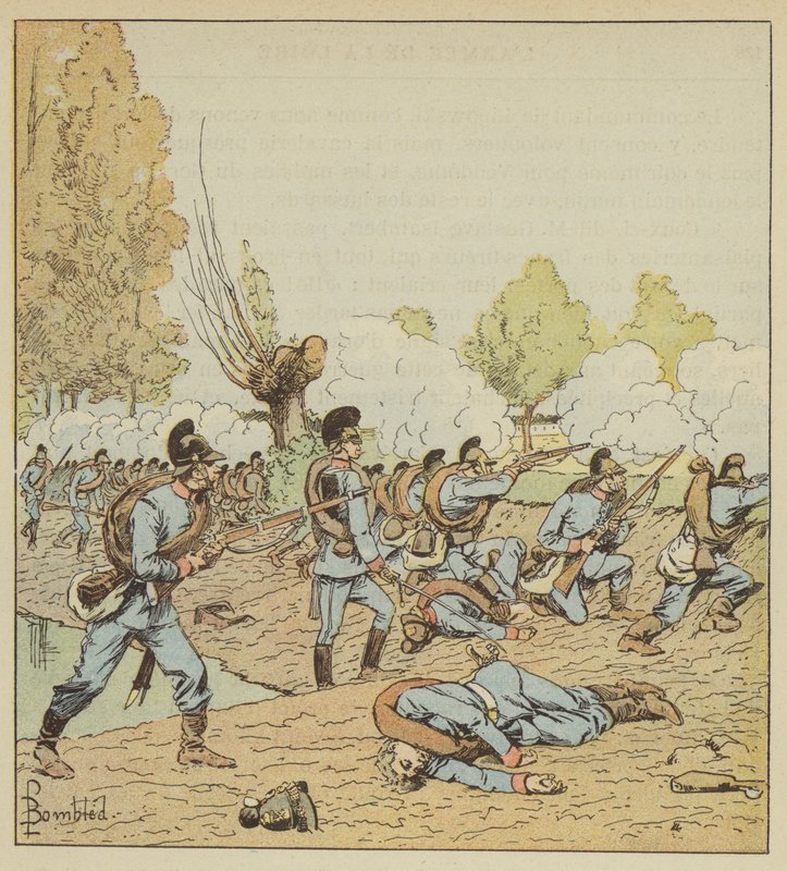 A németek megtámadják a Dames-Blanches parkot alkotó: after Louis Charles Bombled