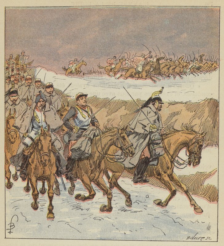 Goursaud ezredes arabjai ragyogó rohammal lekapcsolják a 3. cuirassiert alkotó: after Louis Charles Bombled