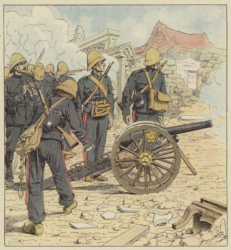 Francia tűz a Choum-Tsche-Men ajtaján alkotó: after Louis Charles Bombled