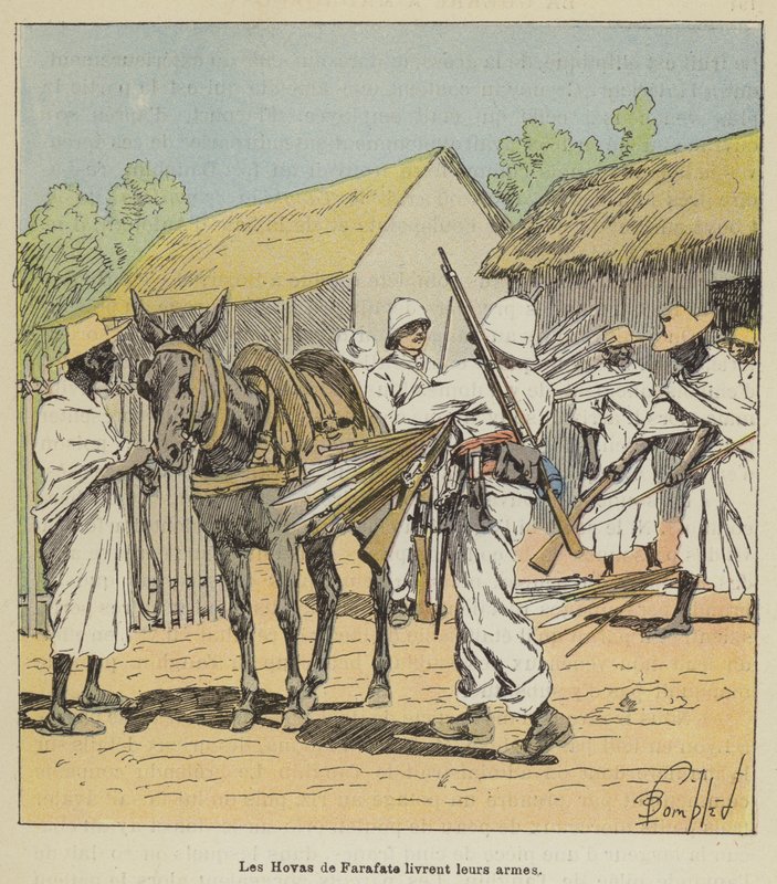 Farafate hovái szállítják fegyvereiket alkotó: after Louis Charles Bombled
