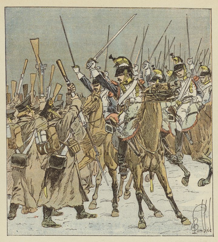 Doumerc cuirassierei 1800 oroszt ejtenek foglyul alkotó: after Louis Charles Bombled