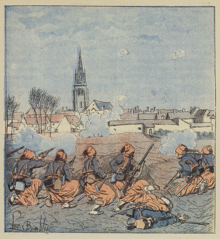A Zouaves megtámadja Beaune-la-Rolande-ot alkotó: after Louis Charles Bombled