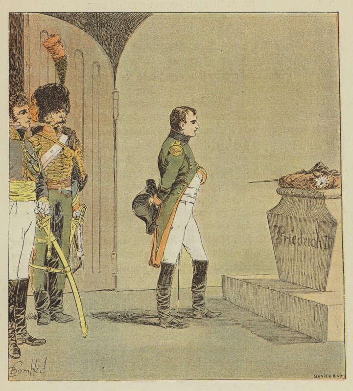 Napóleon a nagy Frigyes sírjánál alkotó: after Louis Charles Bombled