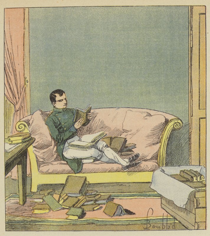Napóleon átnézi a könyveket, amelyeket most küldtek neki alkotó: after Louis Charles Bombled