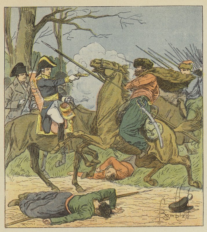 Napóleon meglepte Brienne-t a kozákok alkotó: after Louis Charles Bombled