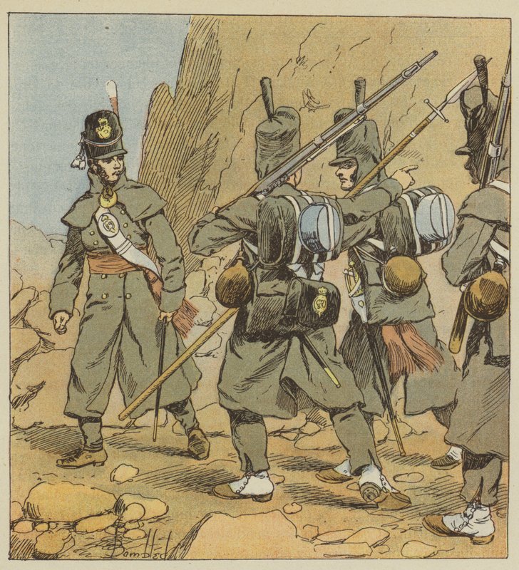 Az 1. gyalogőrezred angol katonái úti ruhában, Spanyolország, 1814 alkotó: after Louis Charles Bombled