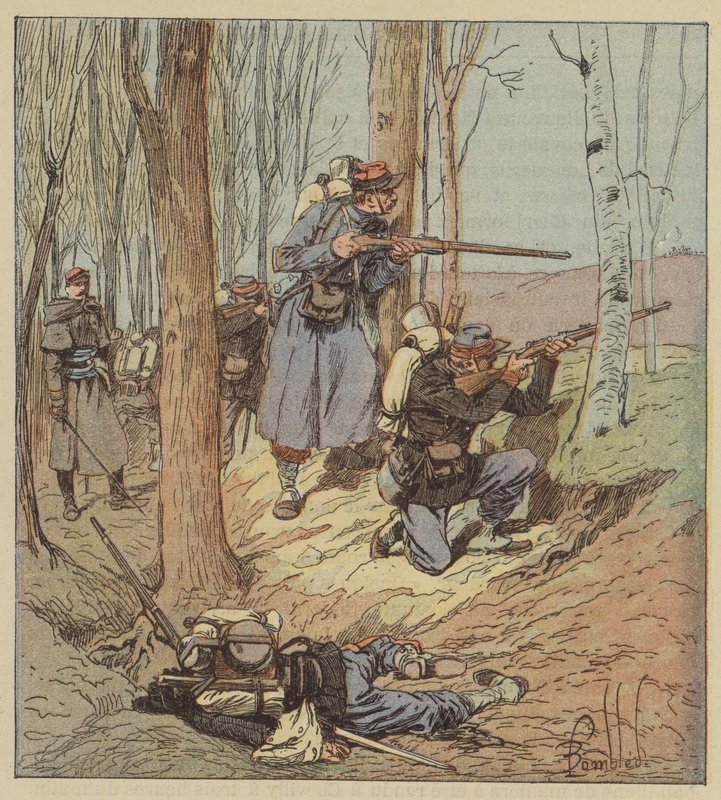 Csatárok az Artenay-i harcban alkotó: after Louis Charles Bombled