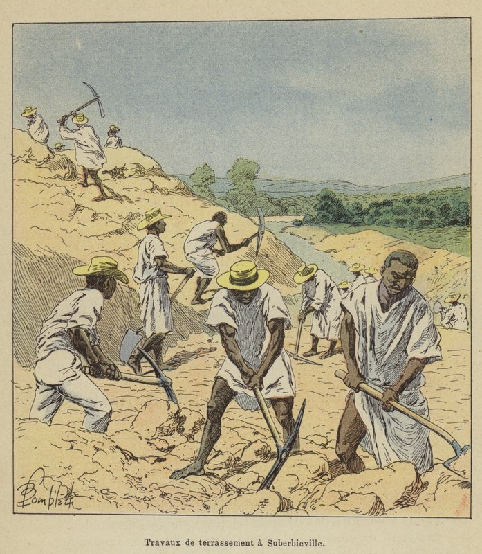 Földmunka Suberbieville-ben alkotó: after Louis Charles Bombled