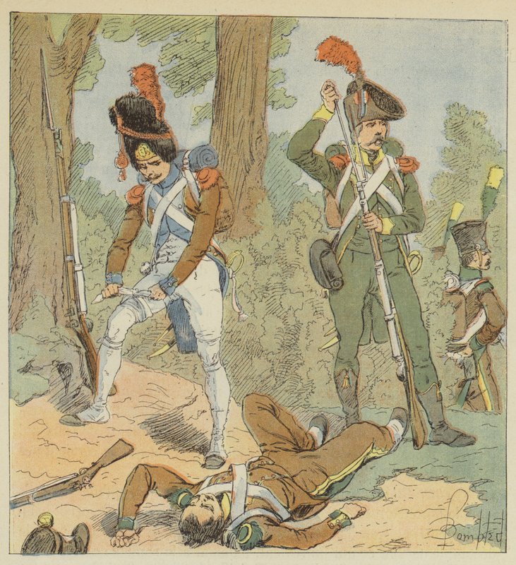 Olasz csapatok, piemonti légió, harci gyalogság, 1806, olasz légió, 1800 alkotó: after Louis Charles Bombled
