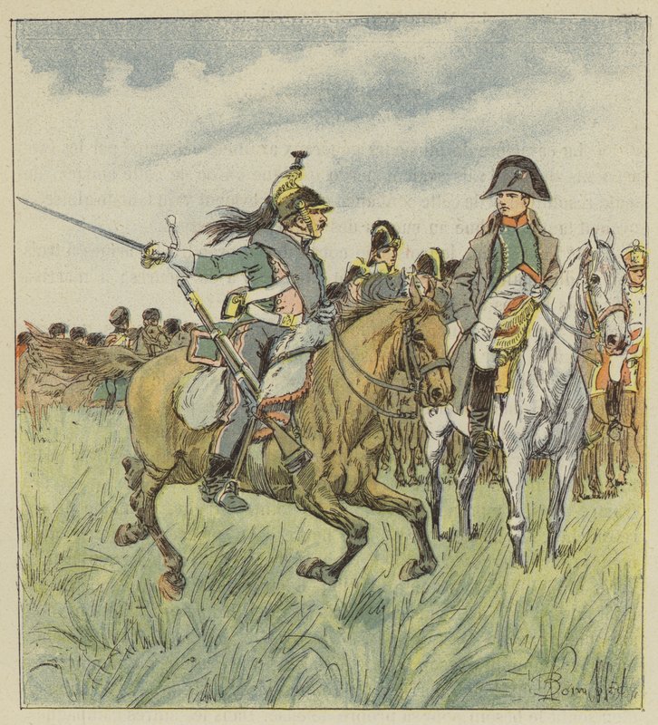Egy sárkány figyelmezteti a császárt egyik tábornoka elárulására alkotó: after Louis Charles Bombled