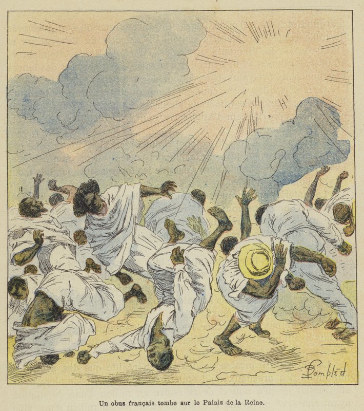 Egy francia kagyló zuhan a királynői palotára alkotó: after Louis Charles Bombled