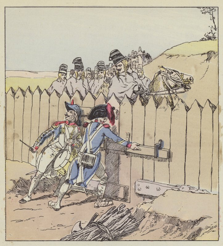 A Saint-Georges helyőrség őrmestere felismeri az osztrák huszárokat az új kabátjukról alkotó: after Louis Charles Bombled