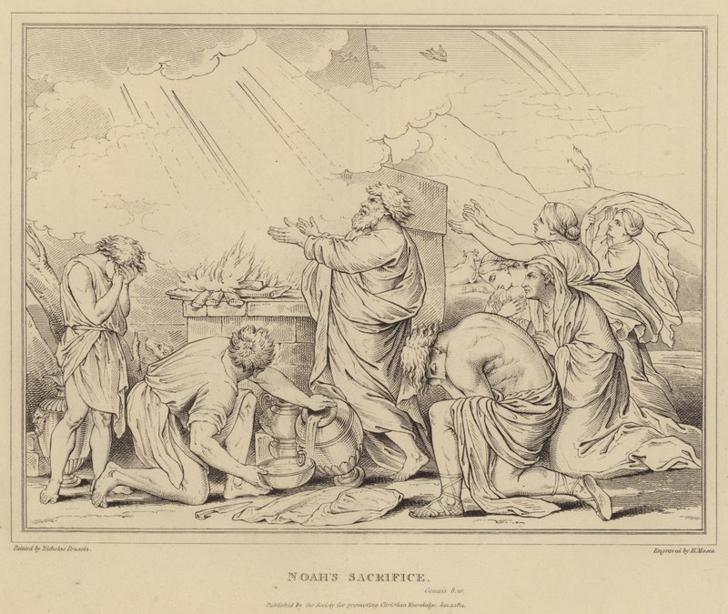 Noé áldozata, Genezis alkotó: after Nicolas Poussin