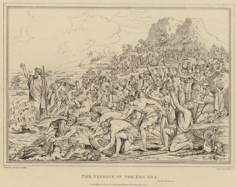 A Vörös-tenger átjárója, Exodus alkotó: after Nicolas Poussin