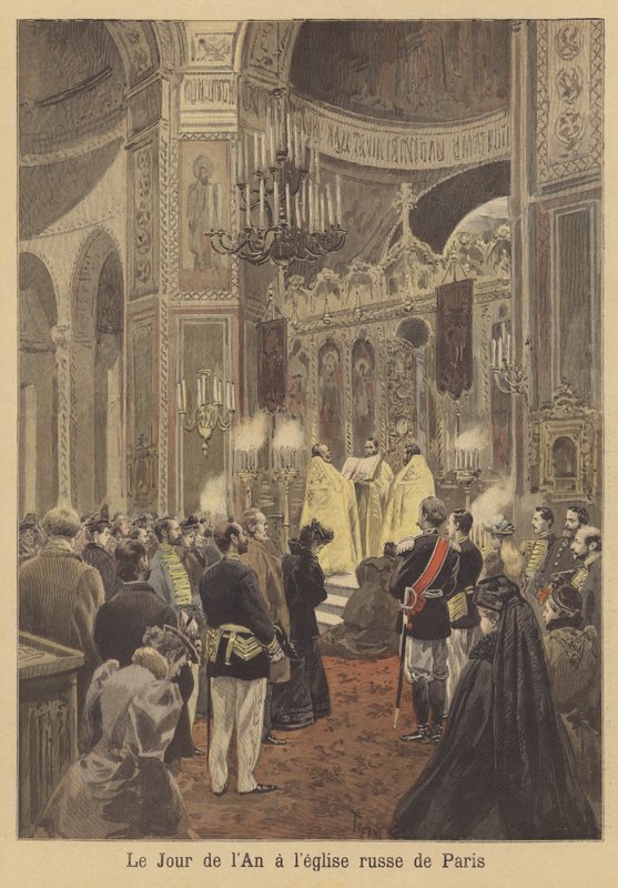 Újévi istentisztelet a párizsi orosz templomban alkotó: after Oswaldo Tofani