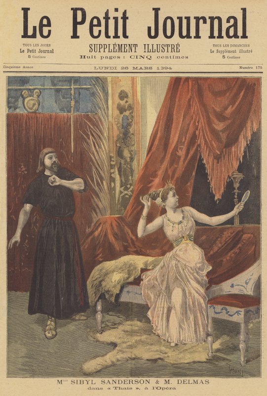 Sibyl Sanderson és Jean-Francois Delmas Thaisban, a párizsi operában alkotó: after Oswaldo Tofani