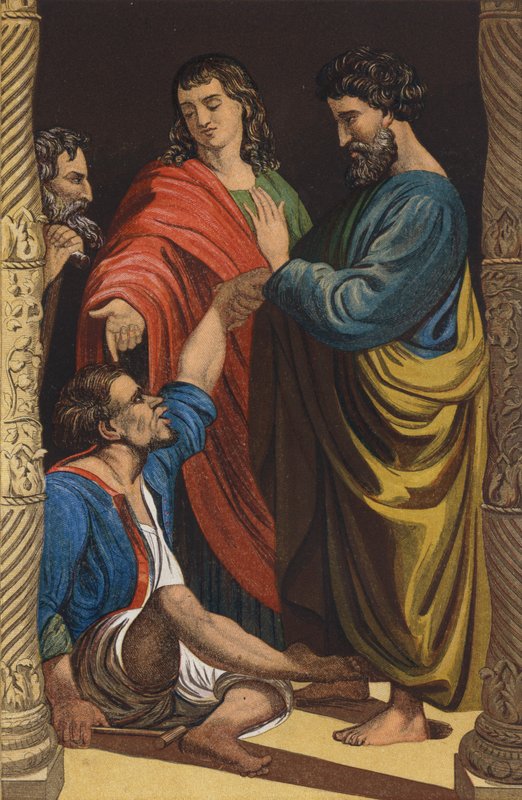 Péter és János meggyógyítják a sántát alkotó: after Raphael