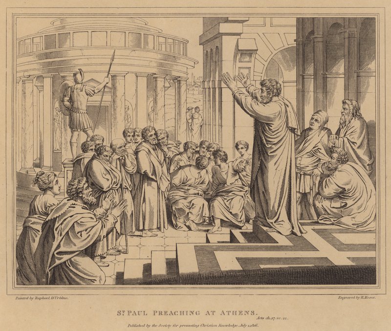 Szent Pál prédikál Athénban, ApCsel alkotó: after Raphael