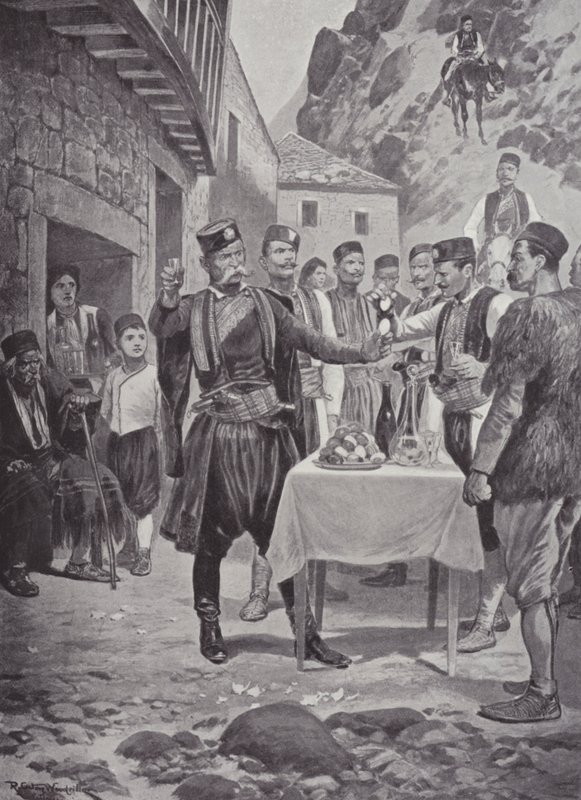 Montenegrói húsvéti szokás alkotó: after Richard Caton II Woodville