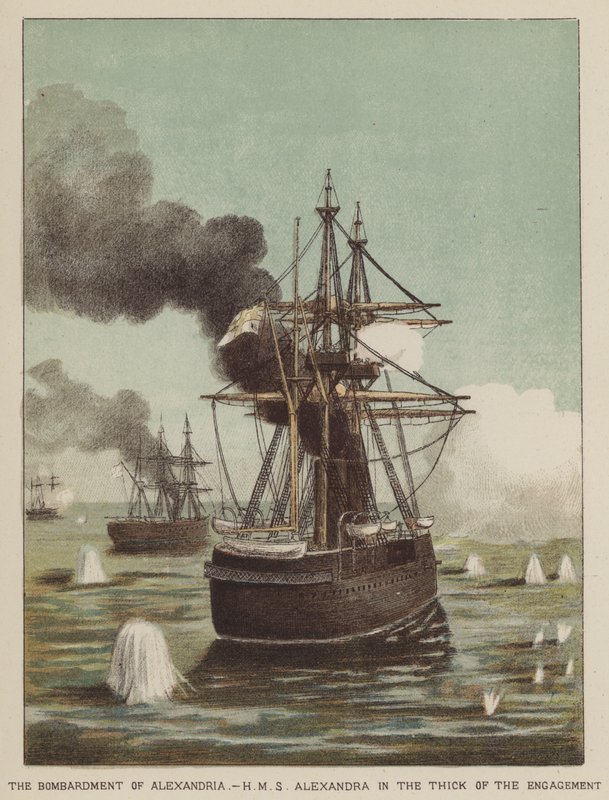 Alexandria bombázása, HMS Alexandra az eljegyzés sűrűjében alkotó: after Richard Simkin