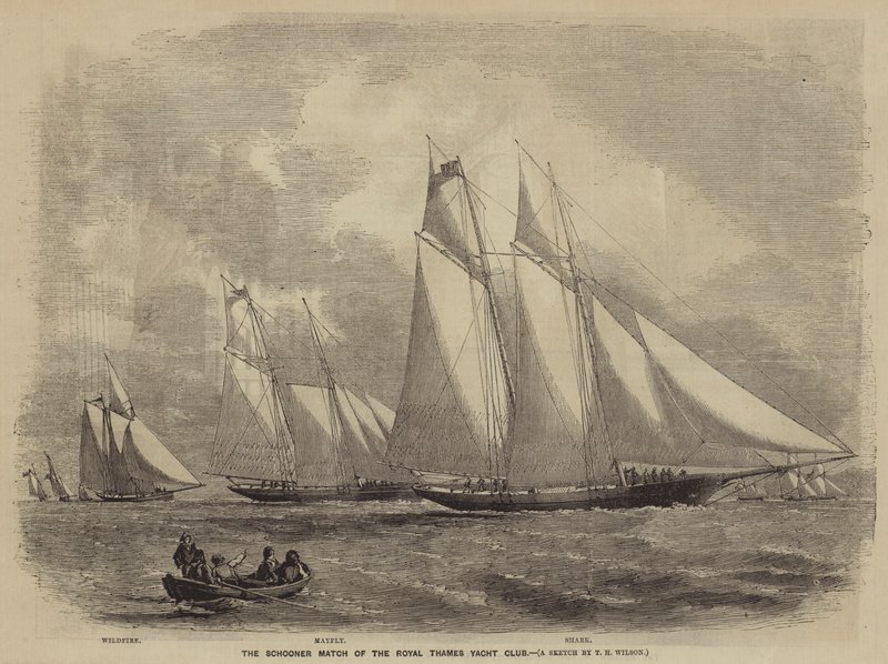 A Royal Thames Yacht Club Schooner mérkőzése alkotó: after Thomas Harrington Wilson
