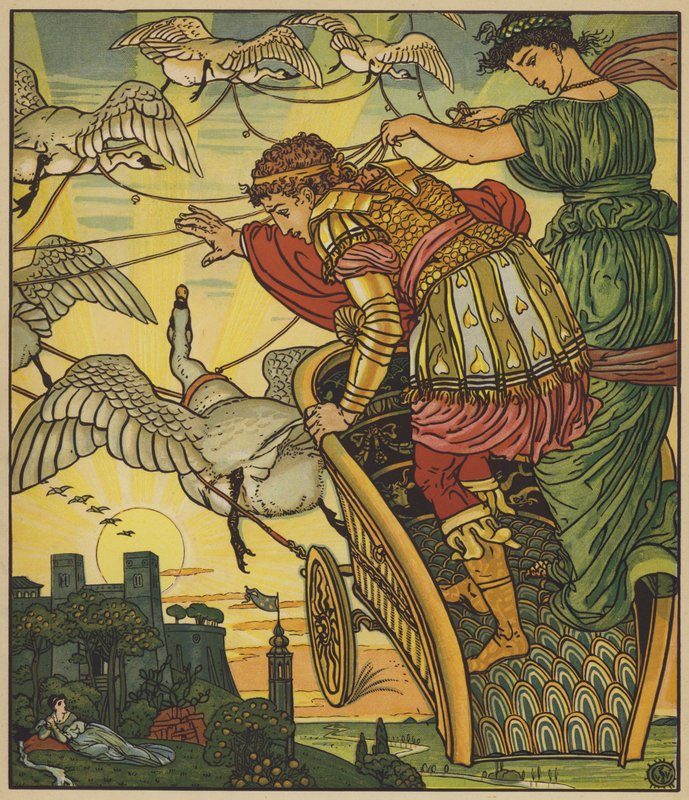 A sivatag tündére elviszi az aranybányák királyát alkotó: after Walter Crane