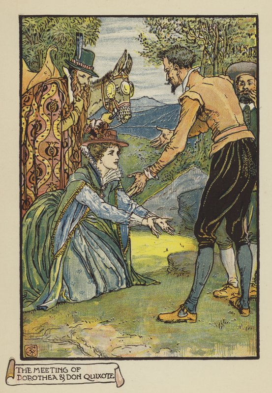 Dorothea és Don Quijote találkozása alkotó: after Walter Crane