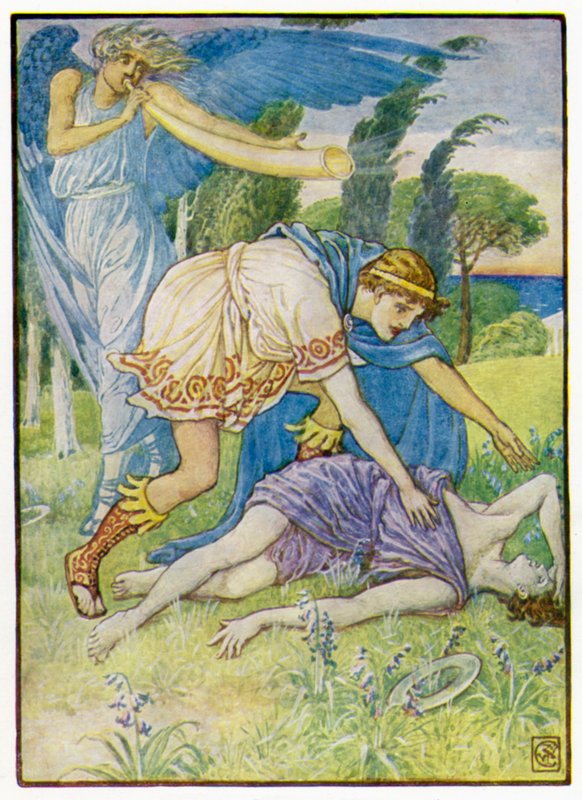 A szélisten széllökést küldött dél felől alkotó: after Walter Crane