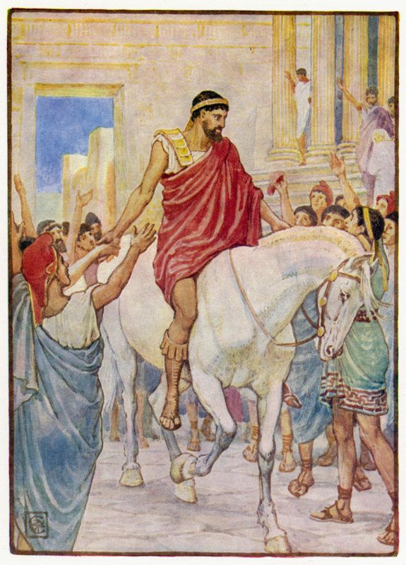 A sokaság hangos felkiáltással köszöntötte alkotó: after Walter Crane
