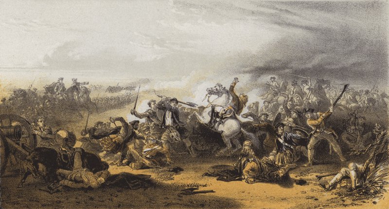 Prestonpanok mezeje, Gardiner ezredes halála (chromolitho) alkotó: after William Allan