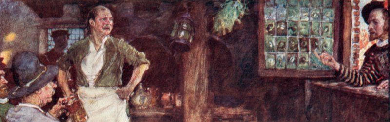Shakespeare felhívja a The Mermaid Tavernt, hogy megnézze, Ben Jonson ott van-e alkotó: after William Hatherell
