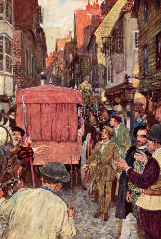Shakespeare lát egy forgalmi akadályt az utcákon, és hallja, hogy a Lordok Háza fontolgatja? alkotó: after William Hatherell