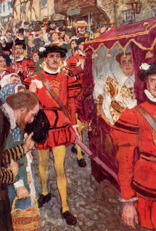 Shakespeare látja a királynőt elhaladni alkotó: after William Hatherell