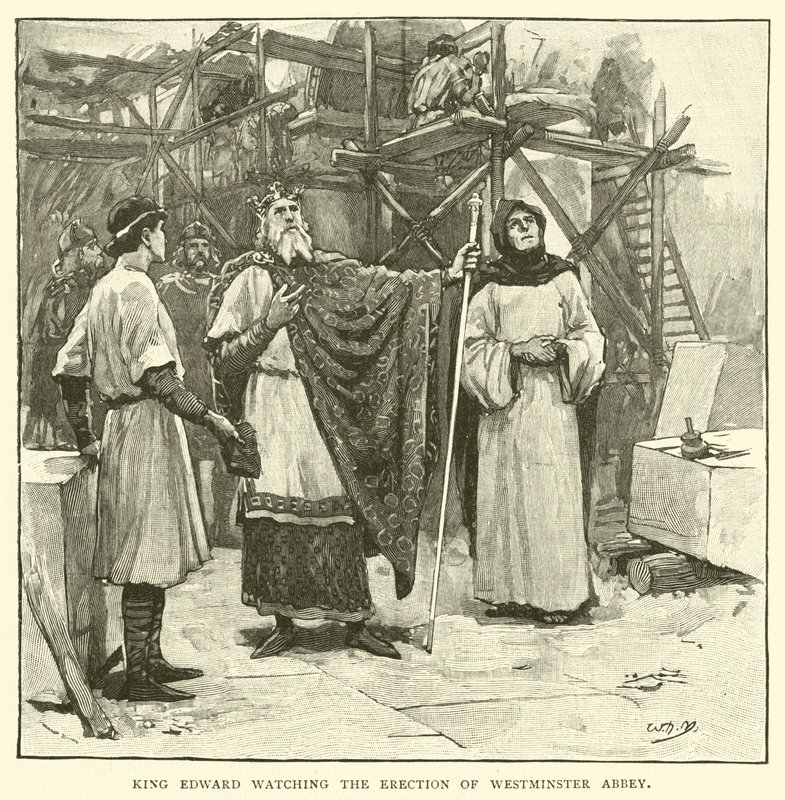 Edward király nézi a westminsteri apátság felállítását alkotó: after William Henry Margetson