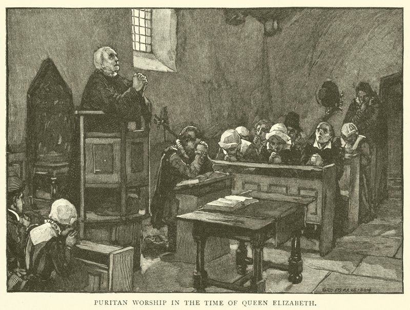 Puritán istentisztelet Erzsébet királyné idejében alkotó: after William Henry Margetson
