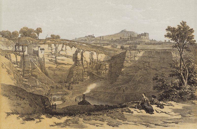 Edinburgh, a Craigleith Quarry-ből (chromolitho) alkotó: after William Leighton Leitch