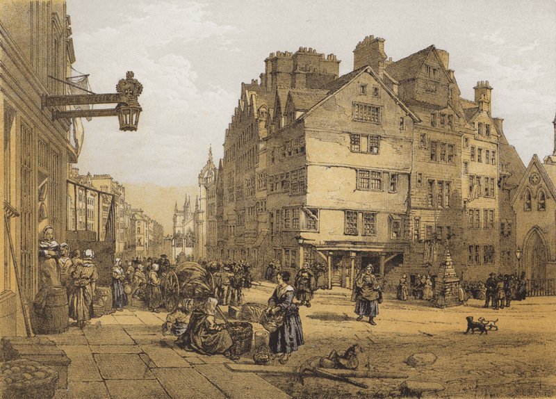 High Street a Head of West Bowtól, Lawnmarket (chromolitho) alkotó: after William Leighton Leitch
