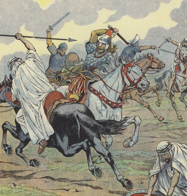 Charles Martel a poitiers-i csatában, 732 alkotó: Onfray de Breville Job