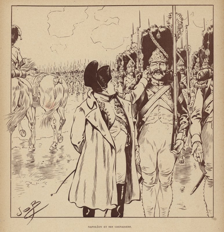 Napóleon és gránátosai (litho) alkotó: pseudonym for Onfray de Breville Jacques Job