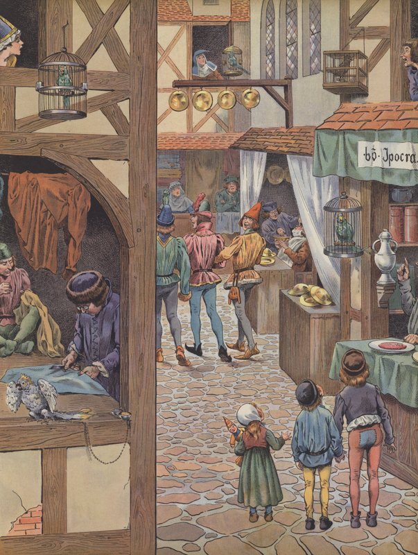 Párizsiak ketrecbe zárt madarakkal (színes litó) alkotó: pseudonym for Onfray de Breville Jacques Job