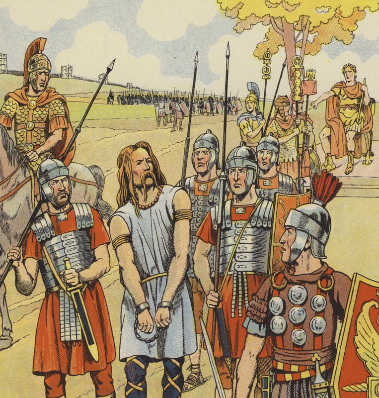 Vercingetorix megadja magát Julius Caesarnak, ie 52 (színes litho) alkotó: pseudonym for Onfray de Breville Jacques Job
