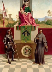 Madonna és gyermeke Szent Ferenc és Szent Nicasius között (Castelfranco Madonna) 1503-04 körül (olaj, fa)
