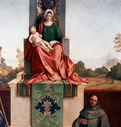 Madonna és gyermek Szent Nikáz és Szent Ferenc között, más néven Castelfranco Madonna, 1502 körül (tempera a panelen)
