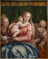 Madonna és a csecsemő Jézus Alessandriai S. Katalin és Péter között, részlet