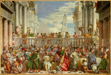 Cana esküvője (Le nozze di Cana) (A víz borrá való átalakulásának csodája) Paolo Caliari festménye Paolo Veronese (1528-1588)