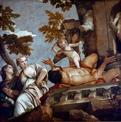 A négy allegória: tévedés vagy megtévesztés. Paolo Caliari Paolo Veronese (1528-1588) című festménye, 1565 körül. Mérete: 185x193 cm. London, Nemzeti Galéria