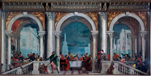 Étkezés a Leviben, Paolo Veronese Caliari (1528-1588) 1573 Méret: 5,51x13,1 m Velence, Gallerie del 
