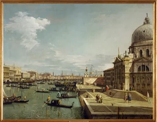 A Canal Grande és a velencei Maria Salute templom bejárata (festmény, vászon)